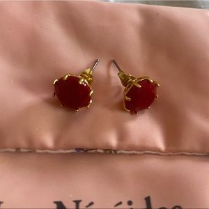 Les Nereides Paris Diamantine Round Stone Earrings in Deep Pink/Red